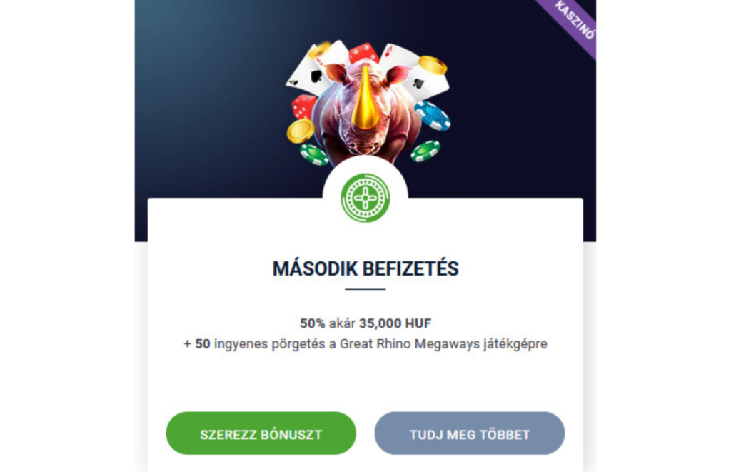 20Bet második befizetési bónusz: 50% akár 35 000 HUF + 50 ingyenes pörgetés