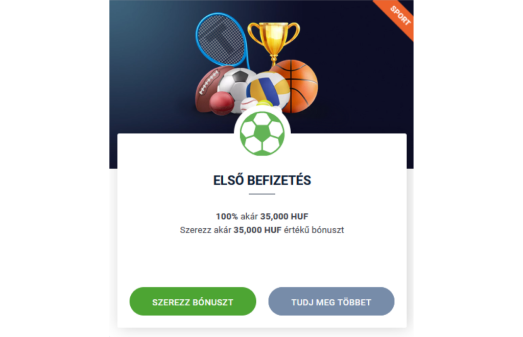 20Bet sport első befizetési bónusz: 100% akár 35,000 HUF értékben.