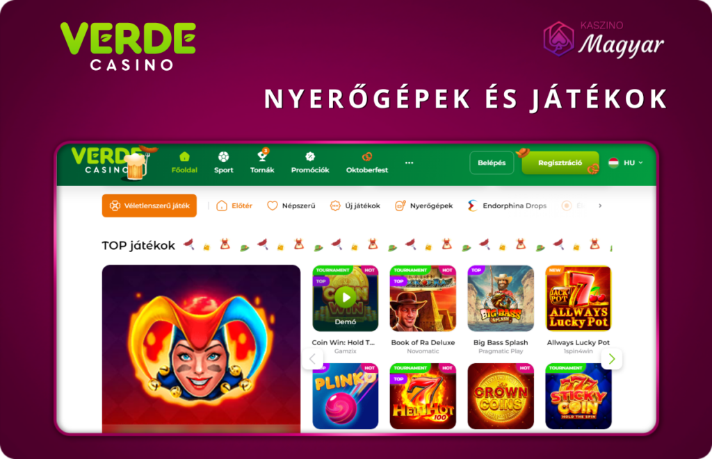 A legjobb játékok a Verde Casino