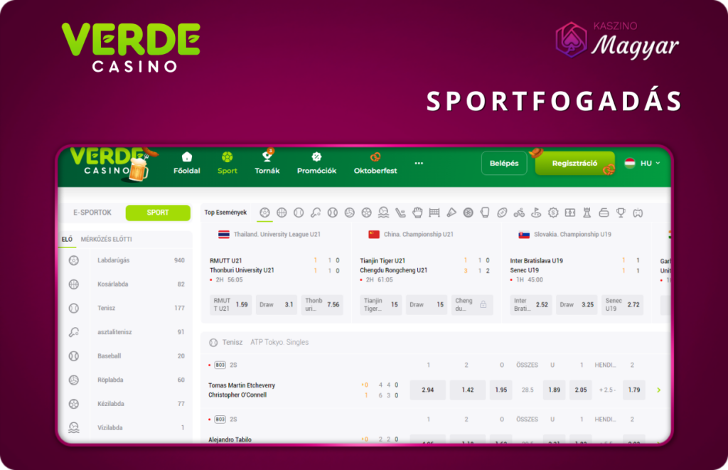 Sportfogadás a Verde Casinóban