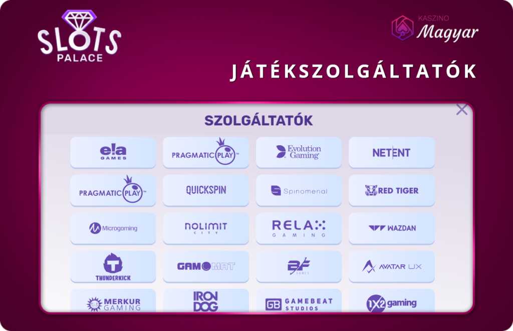 SlotsPalace játékszolgáltatók