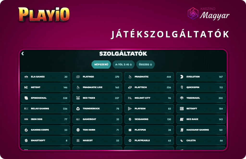 Playio játékszolgáltatók