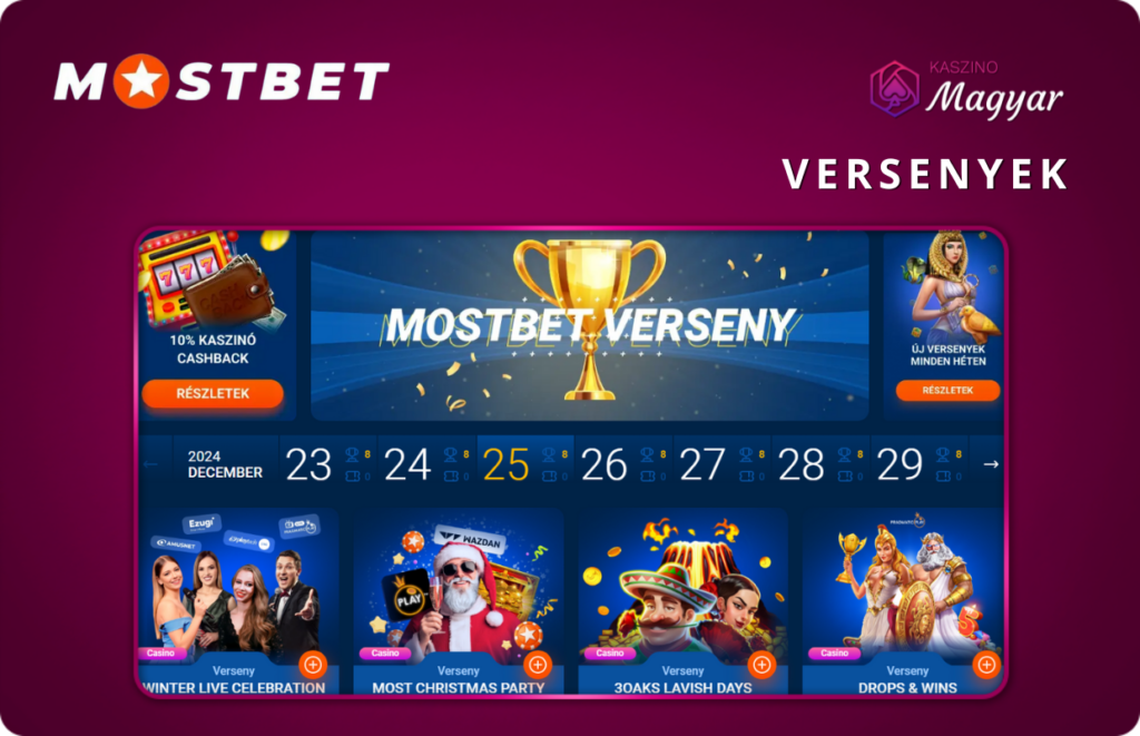 Slot tornák és jackpotok a Mostbet kaszinóban