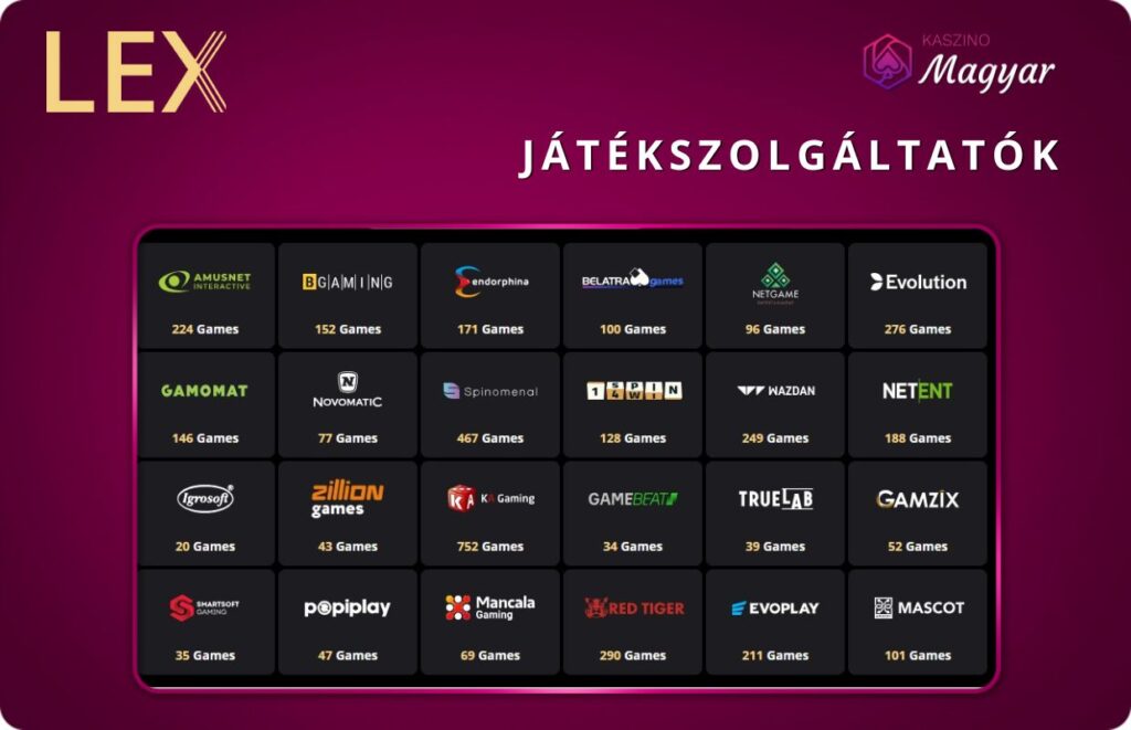 lex casino Játékszolgáltatók