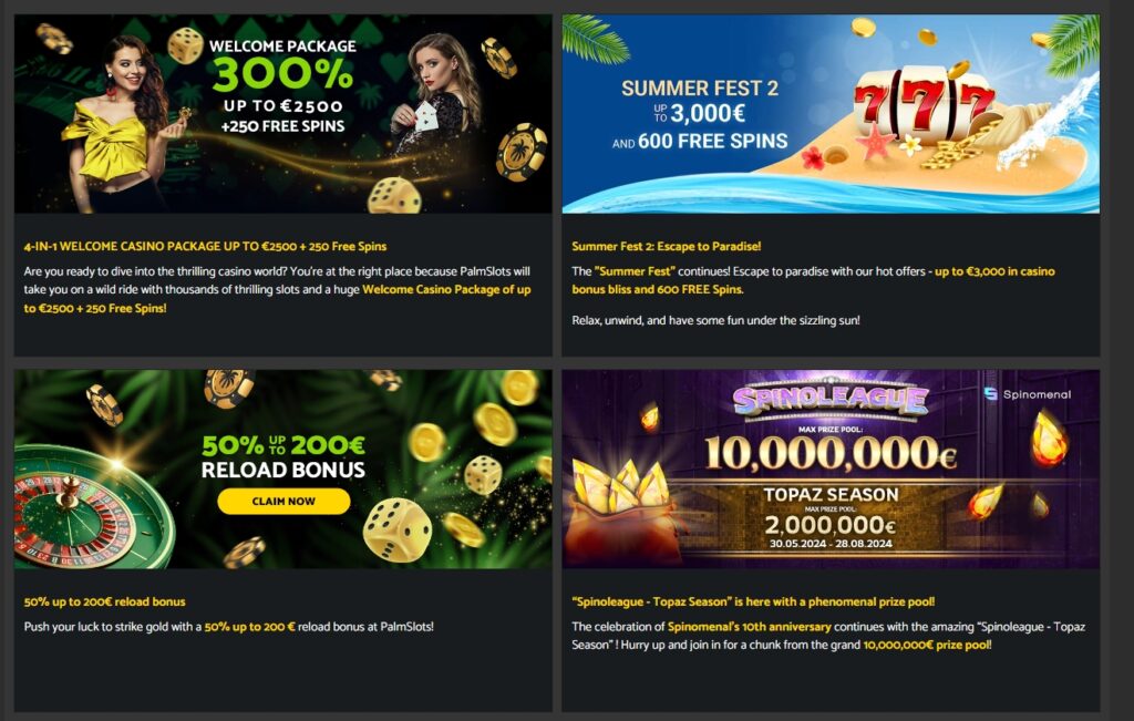 Palmslots Casino bonuses