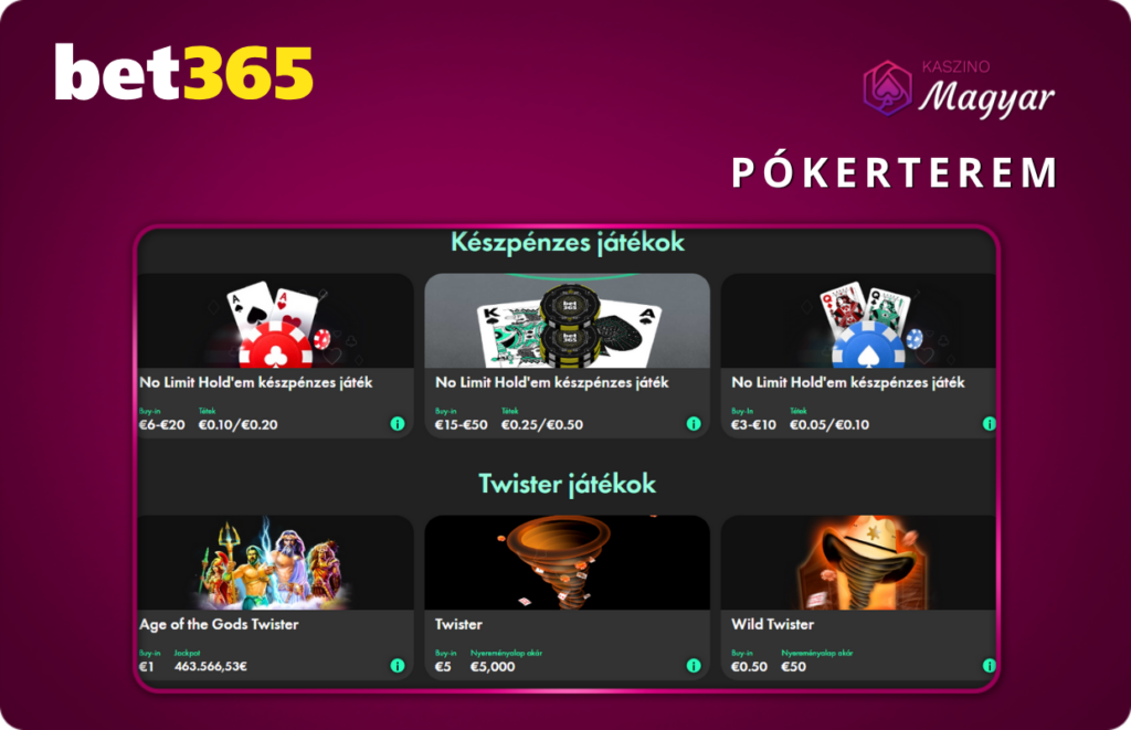 Bet365 pókerterem