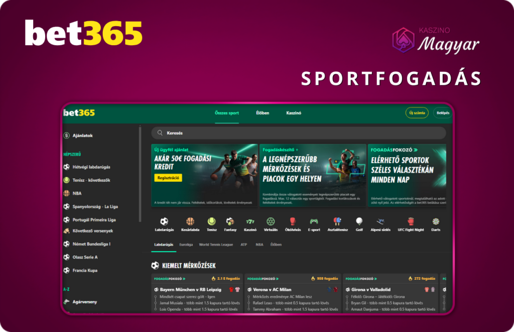 Sportfogadások a Bet365-nél