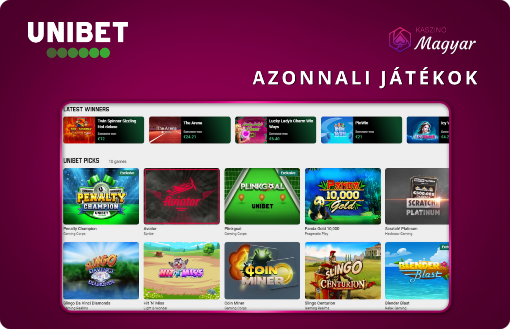 Azonnali játékok a Unibeten